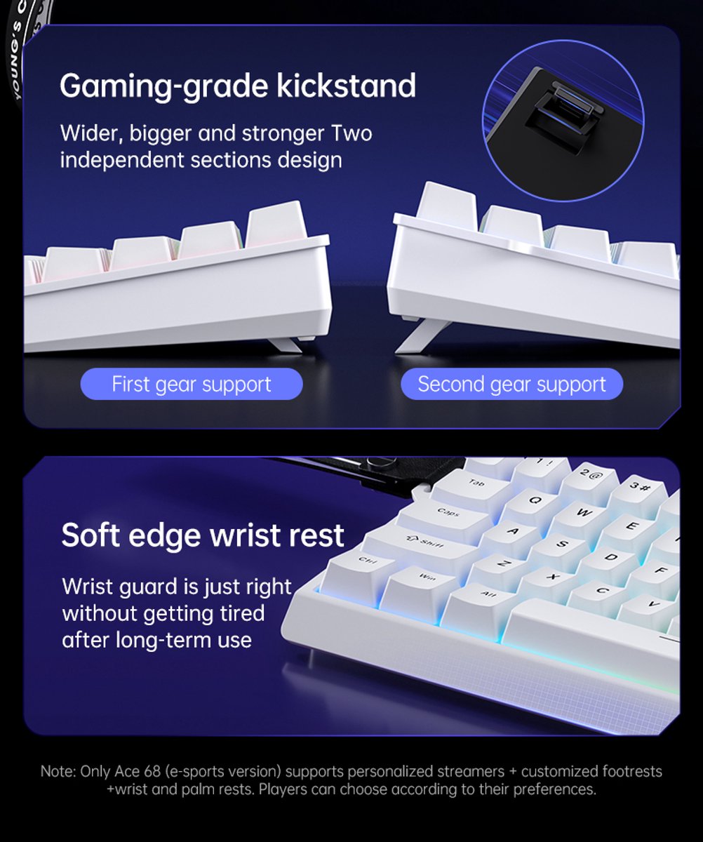 68-Toetsen Mechanisch Toetsenbord met Magneet Schakelaars, 60% Layout, 8K Polling Rate, E-Sport Versie, Gaming Toetsenbord, Wit thumbnail 4
