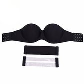 ATTREZZO® Strapless Push up BH - Variabel 70A tot 80A - Open rug - Zwart