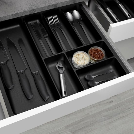 ORGA-BOX 3 Tiroir à couverts profondeur : 473 x largeur : 491 mm gris argenté avec structure en toile pour tiroirs de 60 cm, par ex. dans les cuisines Nobilia à partir de 08.2012.