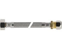 RVS flex. aansluitleiding 35cm 1/2bi.x 10mm. knel
