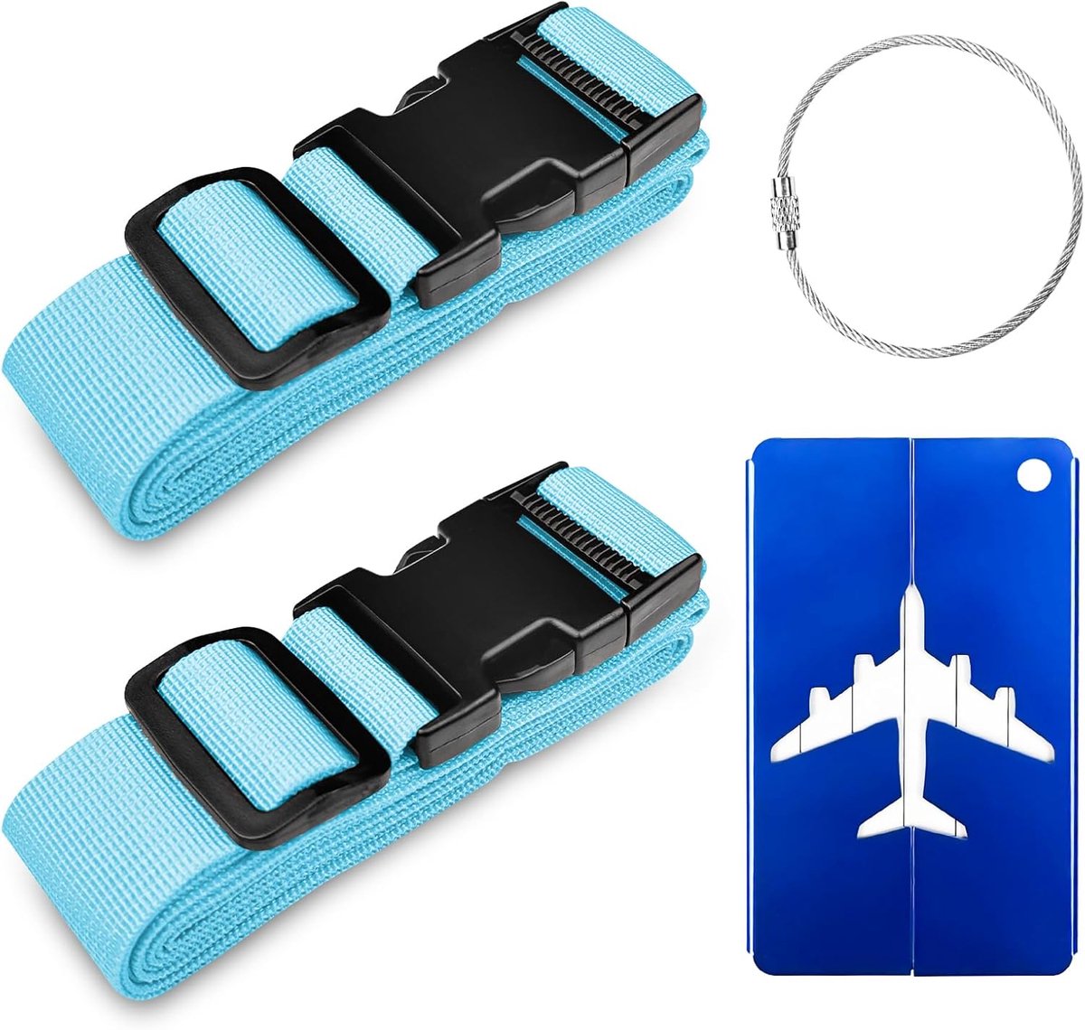 Ibenzoa® Duurzame Kofferband Blauw, Set van Twee Voor Reizen en Transport