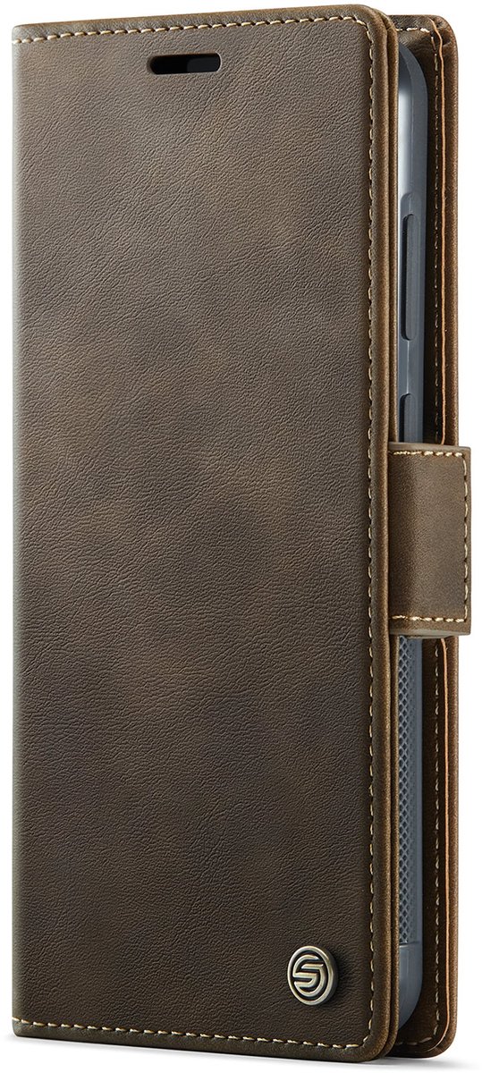 Luxe PU-leer 2-in-1 Wallet Bookcase Hoesje geschikt voor Samsung Galaxy A16 5G met 3 Kaarthouders en Magnetische Afneembare Backcover – Bruin