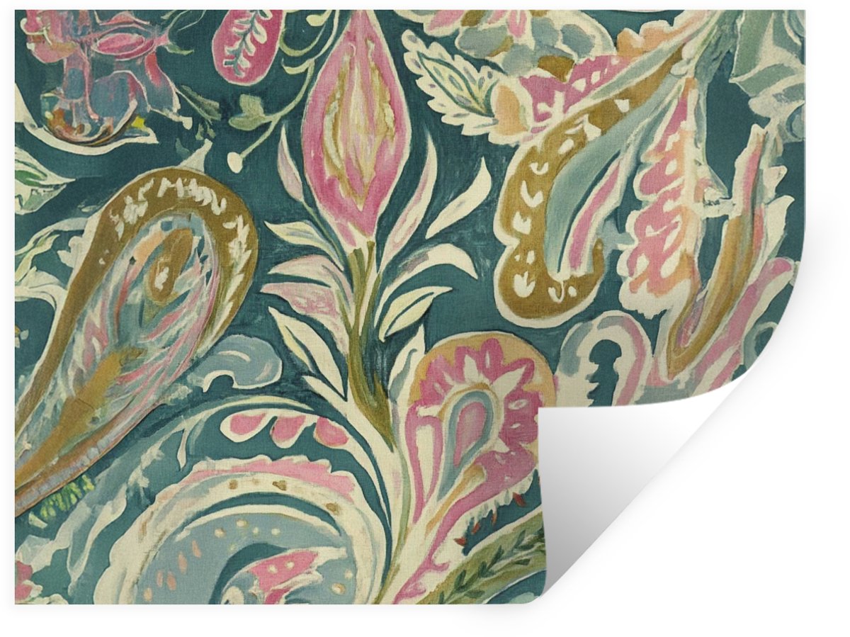 Muurstickers - Sticker Folie - Patroon - Kleurrijk - Sierlijk - Groen - 80x60 cm - Plakfol