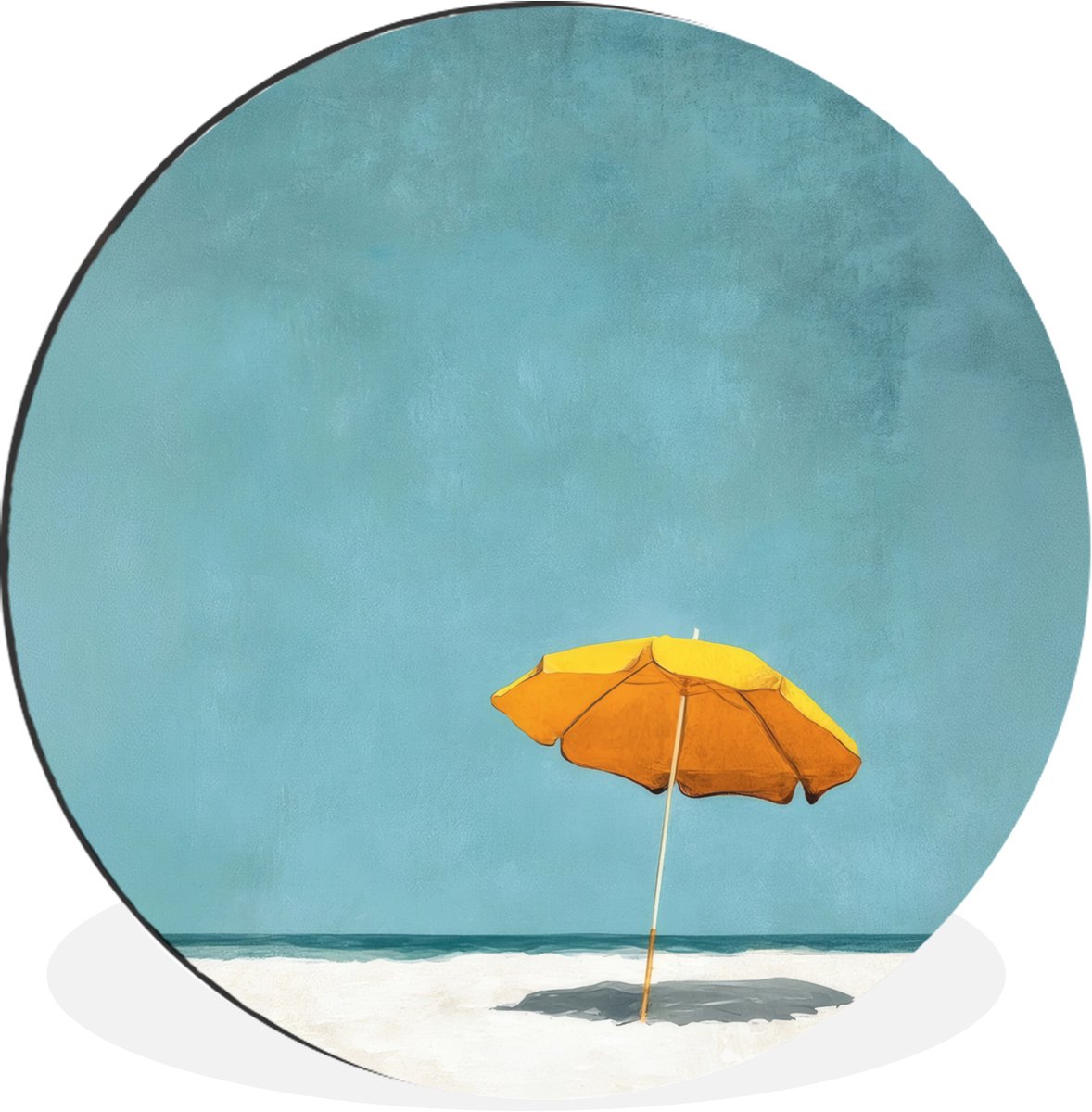 WallCircle - Wandcirkel - Muurcirkel - Parasol - Geel - Strand - Zee - Aluminium - Dibond