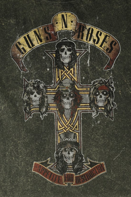 T-shirt Guns N' Roses Destruction multicolore M en Katoen pour femme - Produits dérivés du groupe, Groupes