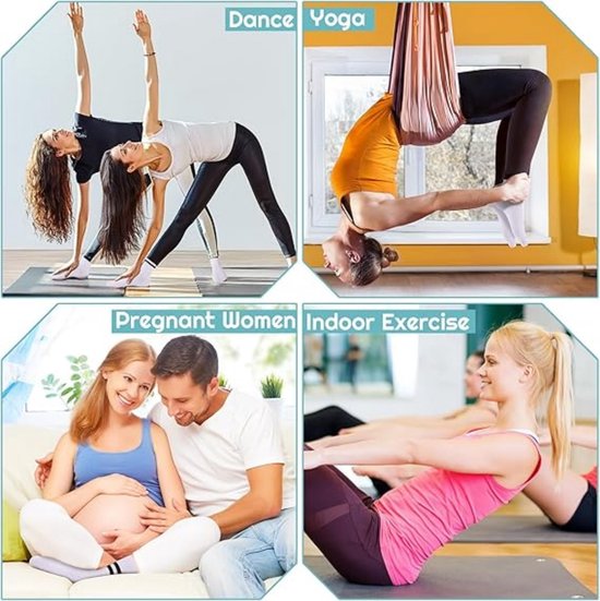 6 paar antislip yoga sokken voor dames - antislip pilates sokken - antislip mid-tube sokken voor dames - ademende katoenen sokken - geschikt voor ballet, dans, oefeningen, fitness, hardlopen van Merkloos — afbeelding 2