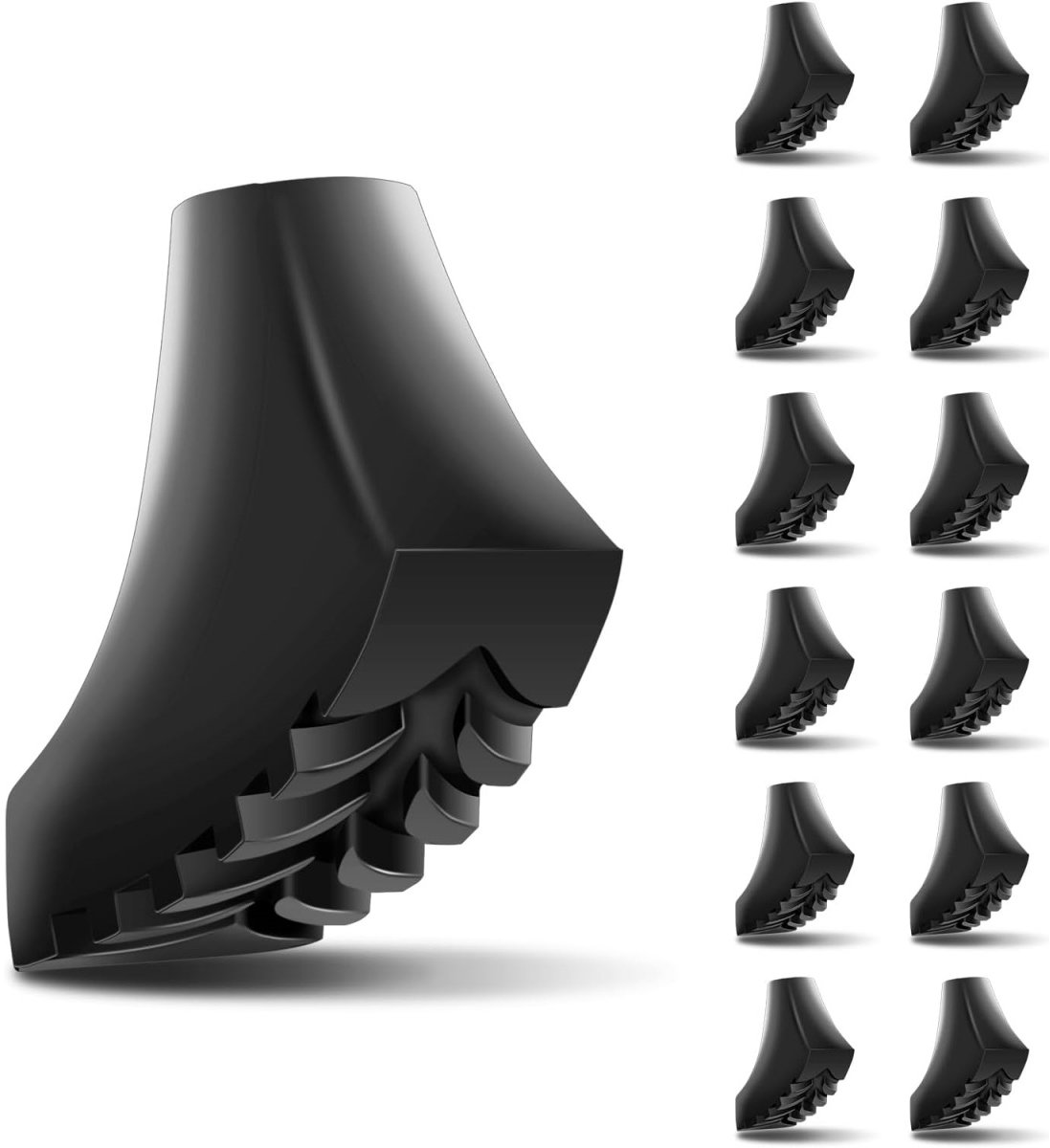 Nordic Walking Pole Rubber Bumpers - Wandelstok Rubber Bumpers - Past op de meeste wandelstokken en Nordic Walking-stokken - Antislip wandelstokken - 12 stuks