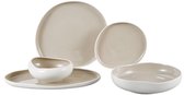 Bol.com Bricard Barles - Porseleinen Dinner Set - Serviesset - 25-delig - 6-Persoons - Wit/Taupe - Japandi aanbieding