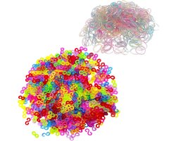 Behave 600 Multi Color S-Clips + 200 Glitter Loombandjes - Kunststof Clips voor Loom Bands - DIY Armbandjes Maken