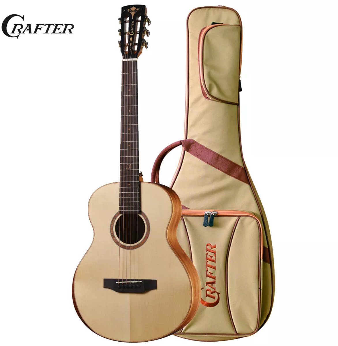 Crafter Mino Series - Elektrisch-Akoestische Westerngitaar - All Mahogany - Compacte Body - Inclusief Gigbag
