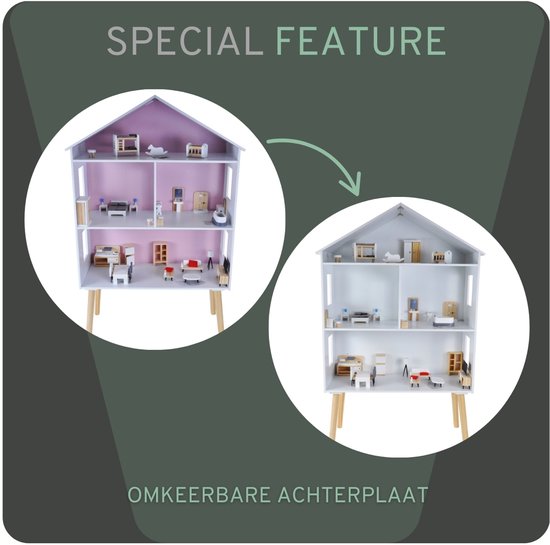 Engelhart - 606011 - Poppenstapelbed van hout, roze/wit - 50 x 26 x 47