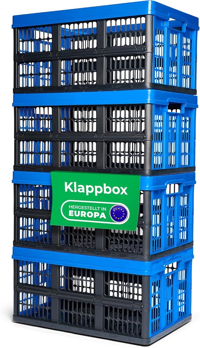 Novaliv Vouwbox 45l Blauw Set van 4 - Opvouwbare mandbox met praktische draaggrepen - Veelzijdige opbergbox