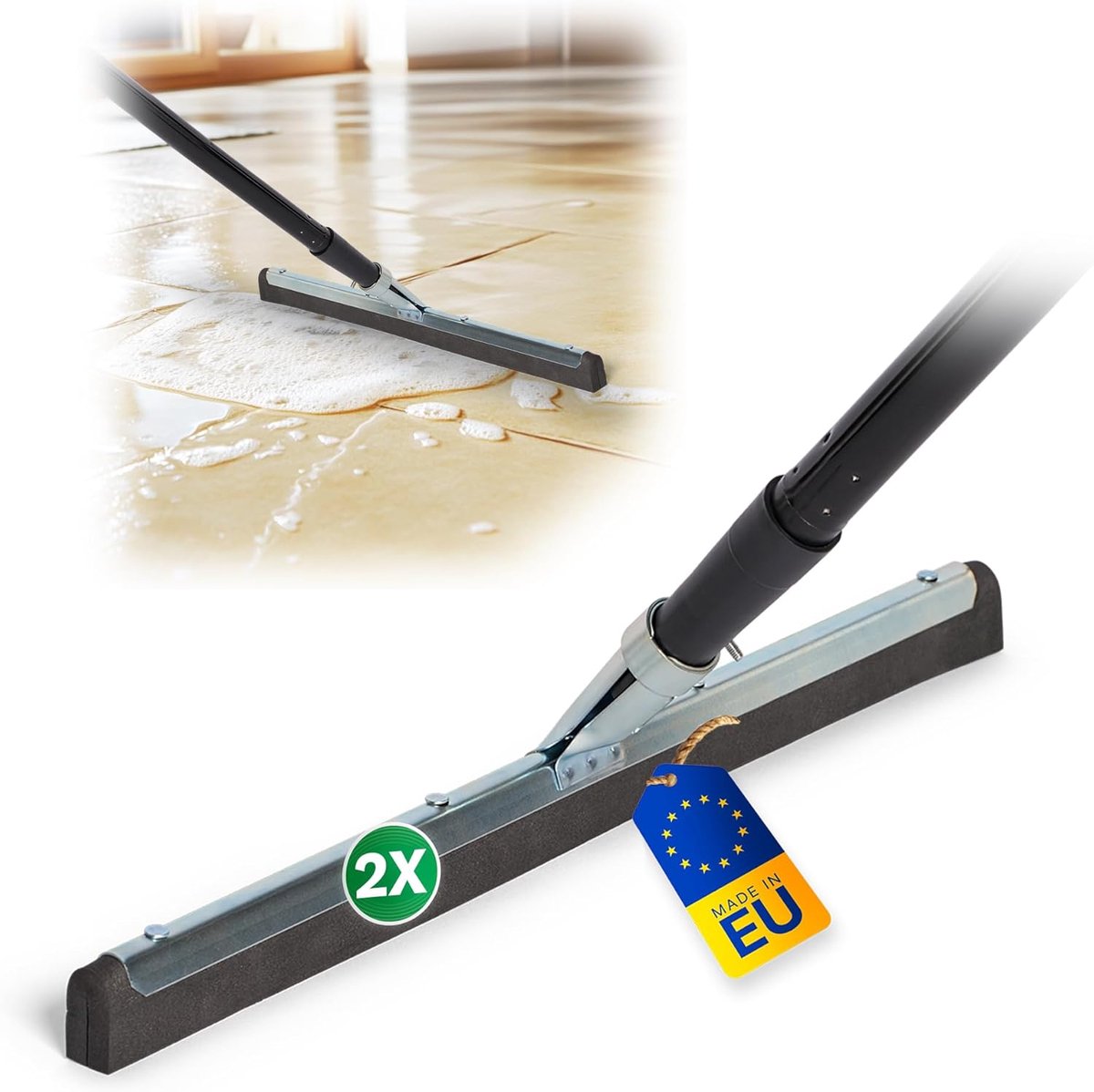 Novaliv 2x vloerwisser met steel 45 cm wisser douchevloer wisser rubber wisser autoruit zw
