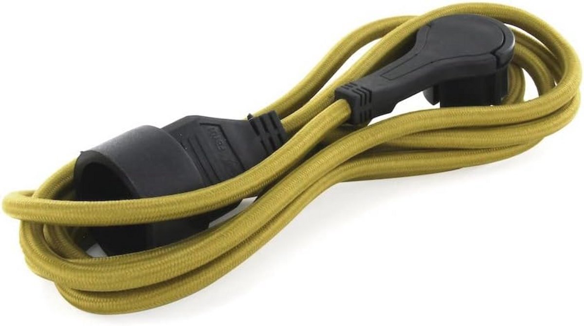 Textiel verlengkabel 5 meter - khaki met platte stekker