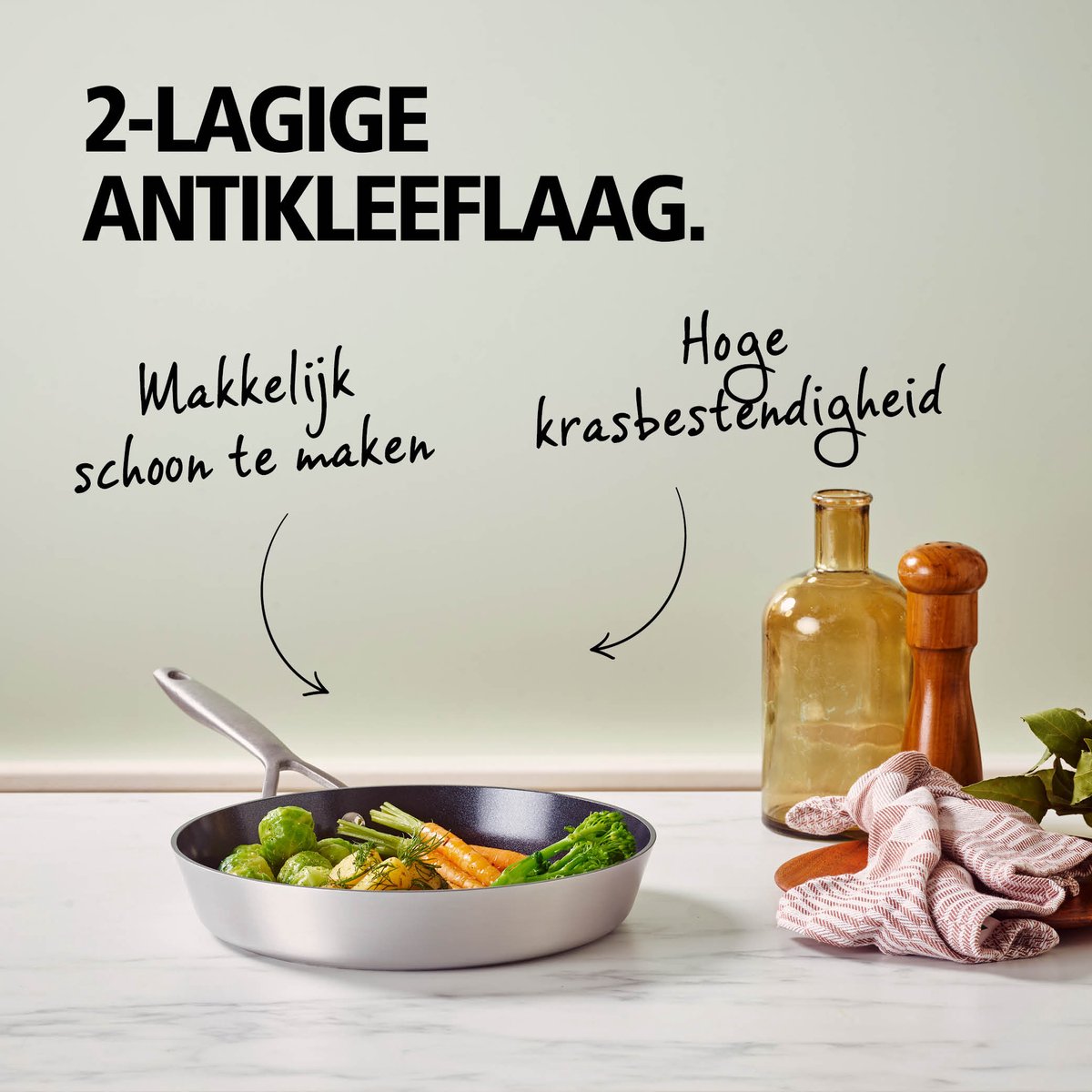 Brabantia Dusk 2-delige Koekenpannenset Ø 20 & 24cm – 100% PFAS Vrij - Keramische Antiaanbaklaag – Inductie Koekenpannenset - Vaatwasser- en Ovenbestendig – Grijs — afbeelding 4