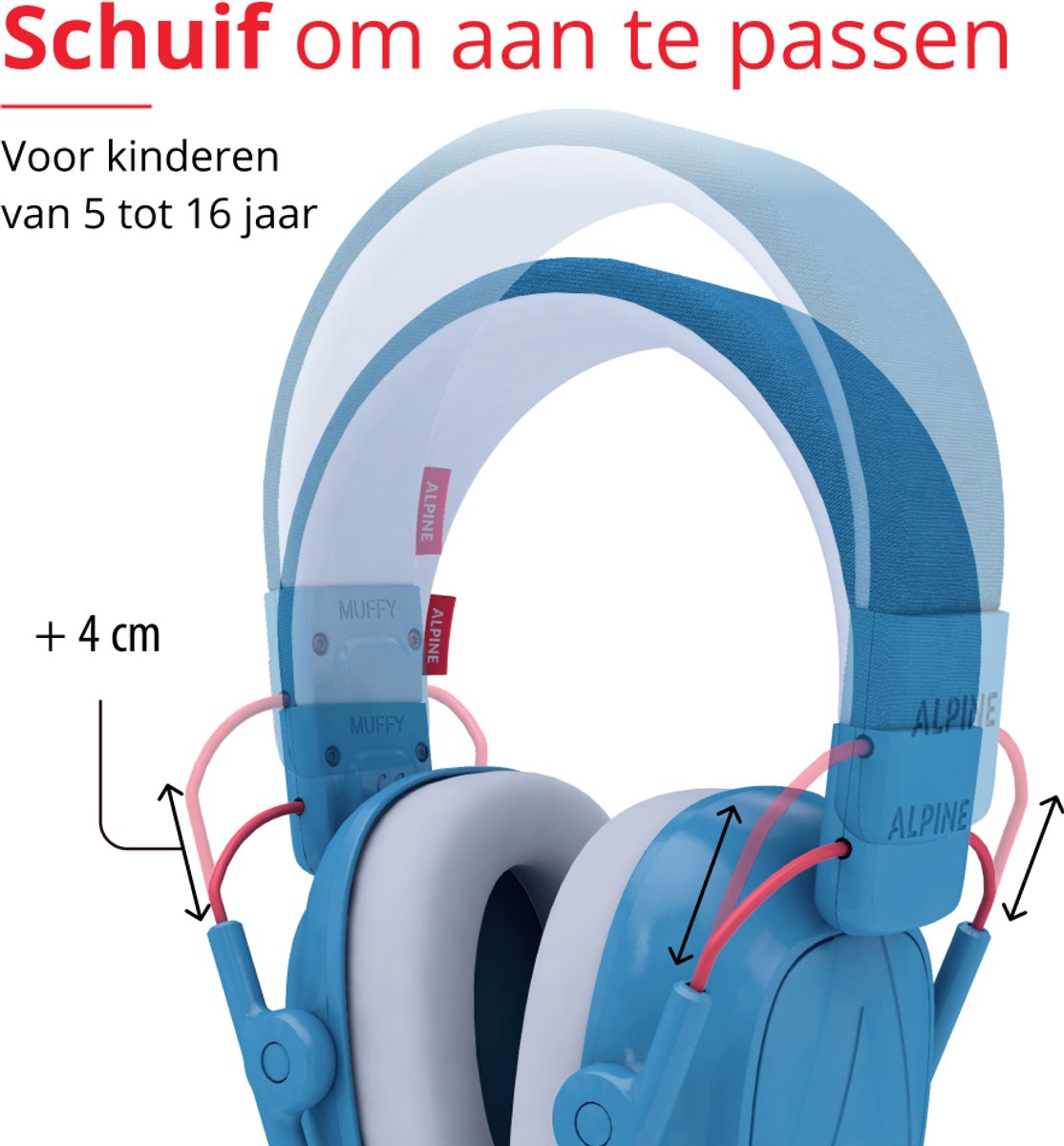 Alpine Muffy Kids Gehoorbescherming Kinderen 25 dB (5–16 Jaar) - Verstelbare Oorkappen voor Focus, School & Evenementen - Comfortabele & Opvouwbare Oorbeschermers - Blauw – foto 3