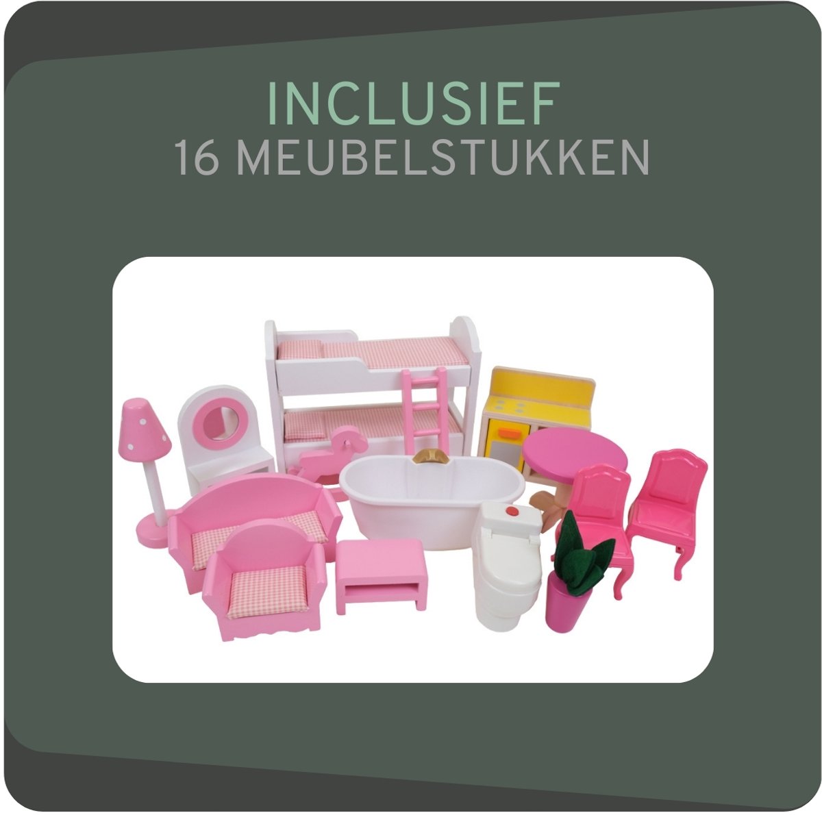 Bandits & Angels Houten Poppenhuis Roze House of Angels vanaf 3 jaar 90 cm hoog - Inclusief 16 meubeltjes - Met Geluid - Poppen Huis - Poppen Speelgoed — afbeelding 7