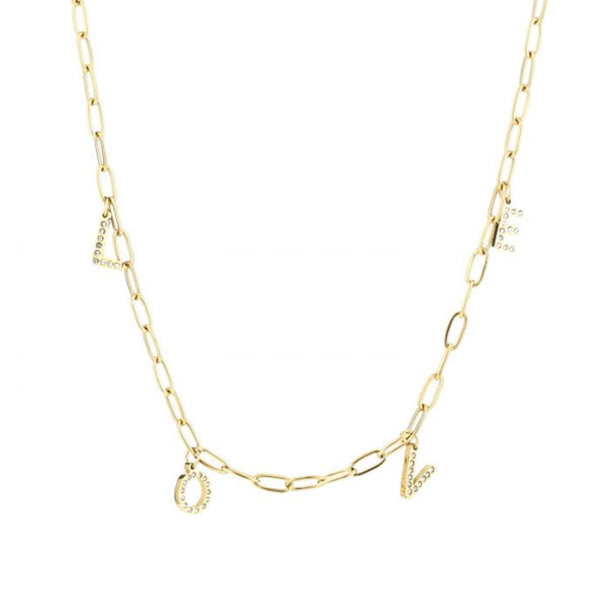 Bijoutheek Collier Love Witte Stenen Goud
