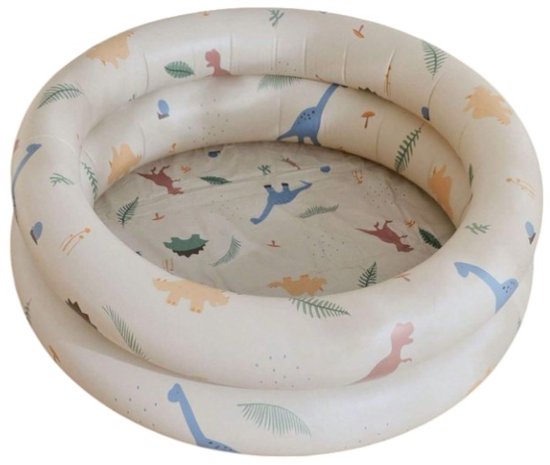 S&E Opblaasbaar Babybadje met Dierenontwerp - Inklapbaar & Geschikt voor Binnen & Buiten - Dino Beige