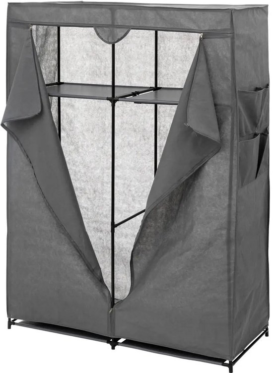 5Five Mobiele kledingkast - opvouwbaar - grijs - kunststof - 110 x 45 x 155 cm - hang en leg opties van 5Five — afbeelding 2