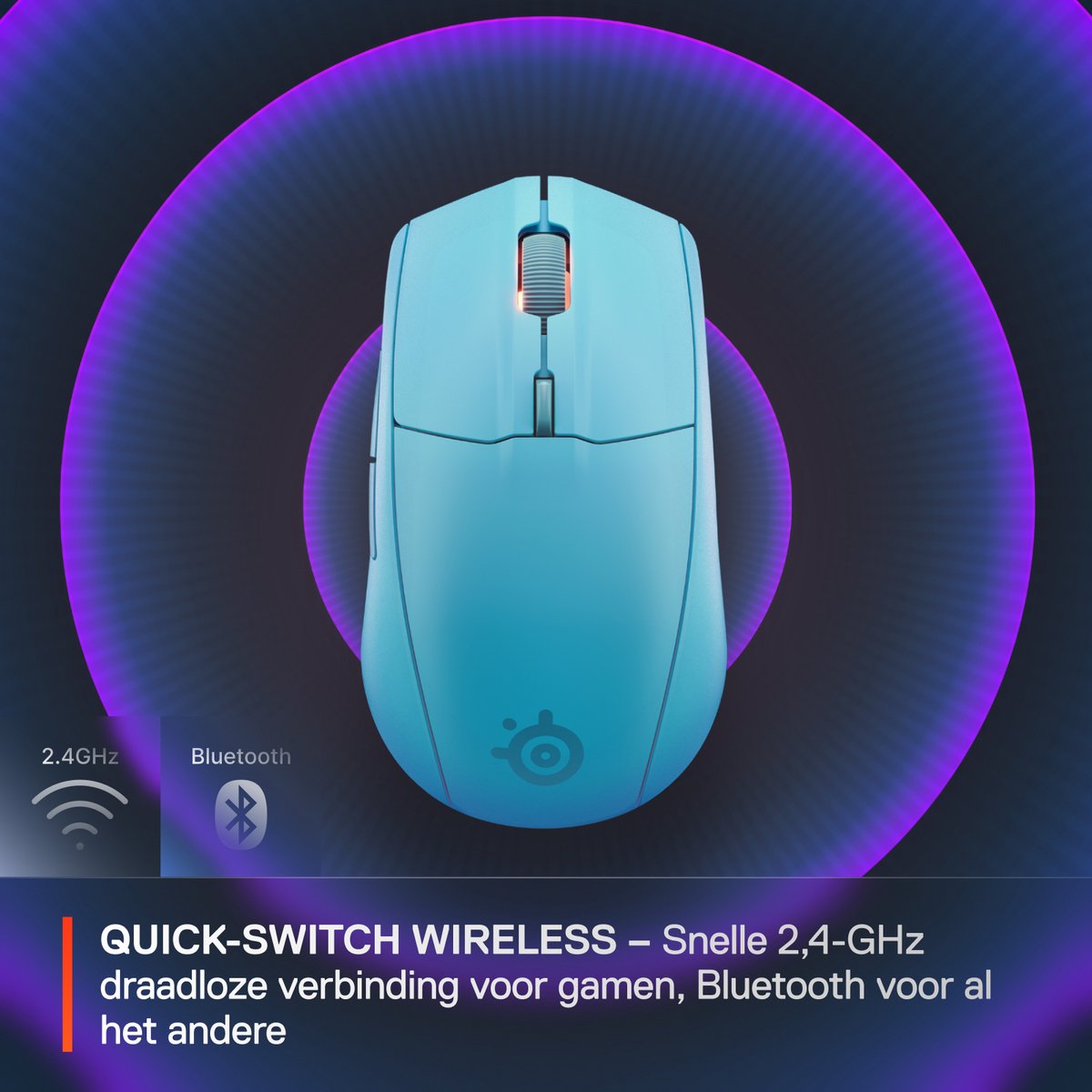 SteelSeries Rival 3 Wireless Gen 2 Draadloze Gamingmuis - Aqua - 2.4Ghz & Bluetooth - 18.000 DPI - 200 uur accu thumbnail 4