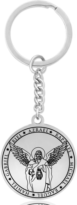 Beschermengel Azraël Sleutelhanger – Spiritueel Cadeau van Roestvrij Staal – Zilverkleurig – Pax Amare