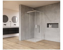 FugaFlow Efficiente Vetro Douchecabine - 80x80x200cm - hoekinstap - helder glas - profiel - chroom