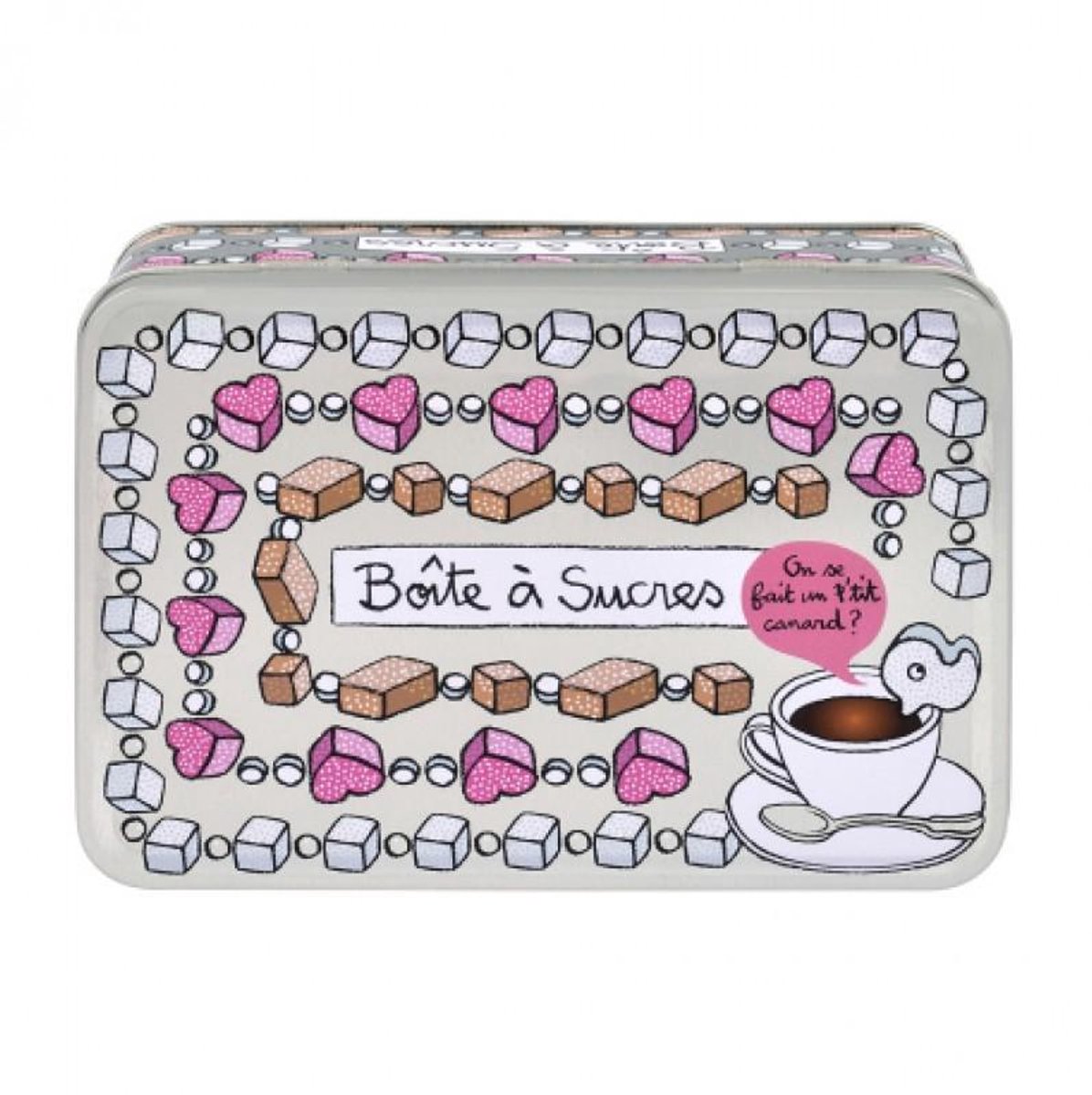 Derrière La Porte Voorraadblik Suikerklontjes – Boîte à Sucres – Metaal – 19,5 x 13 x 7 cm – Valérie Nylin – Illustratie Suikerhartjes