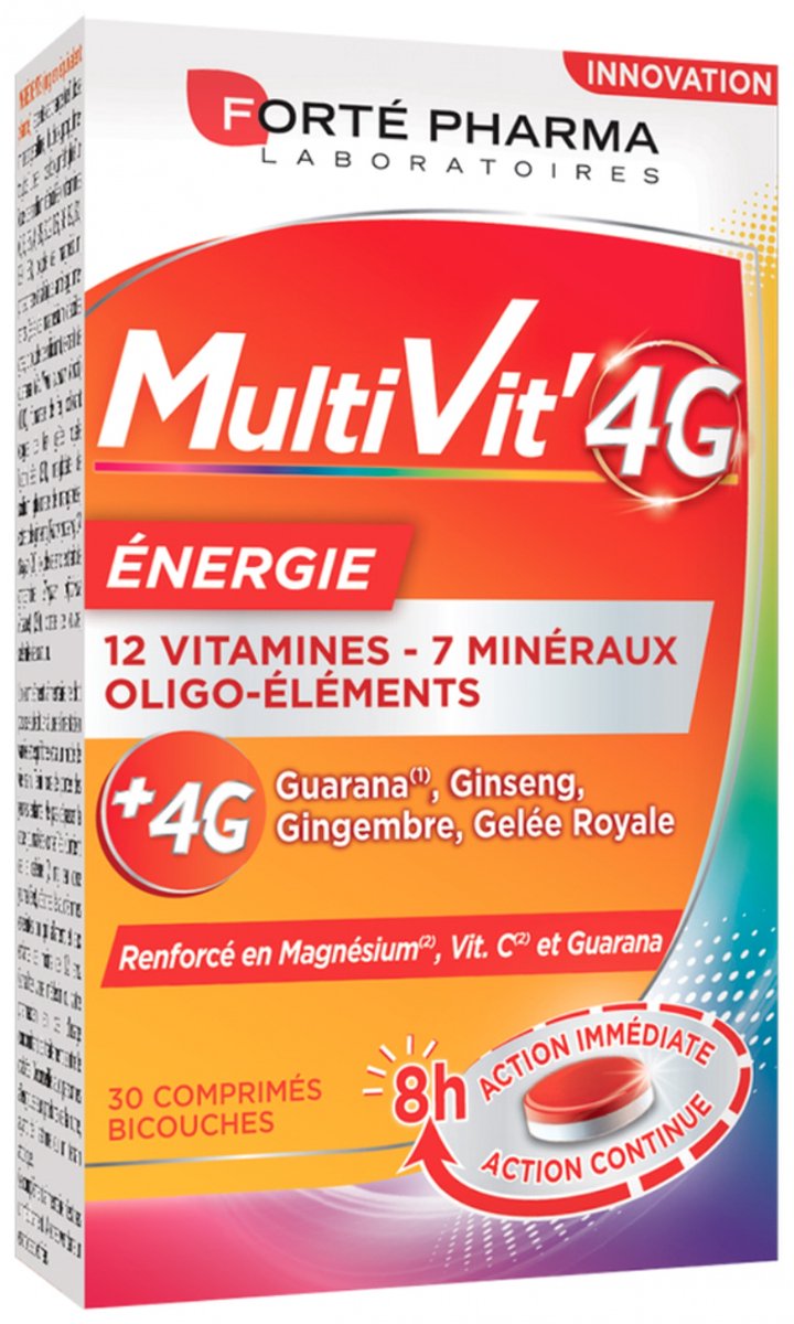 Goedkoopste Forté Pharma MultiVit'4G Energy 30 Dubbele Tabletten