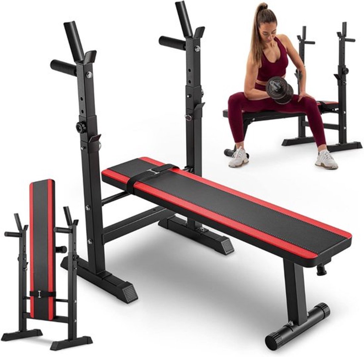 Thuys – Luxe Bench – Fitness – Halterbank – Bench Press – Dik Stalen Design – 8 Instelbare Standen – Eenvoudige Installatie – Extra Veilig – Zwart