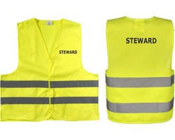 EIZOOK Veiligheidshesje-veiligheidsvest-STEWARD-BEDRUKT Voor en Achterzijde Geel - EN ISO20471 -Specialties By Eizook