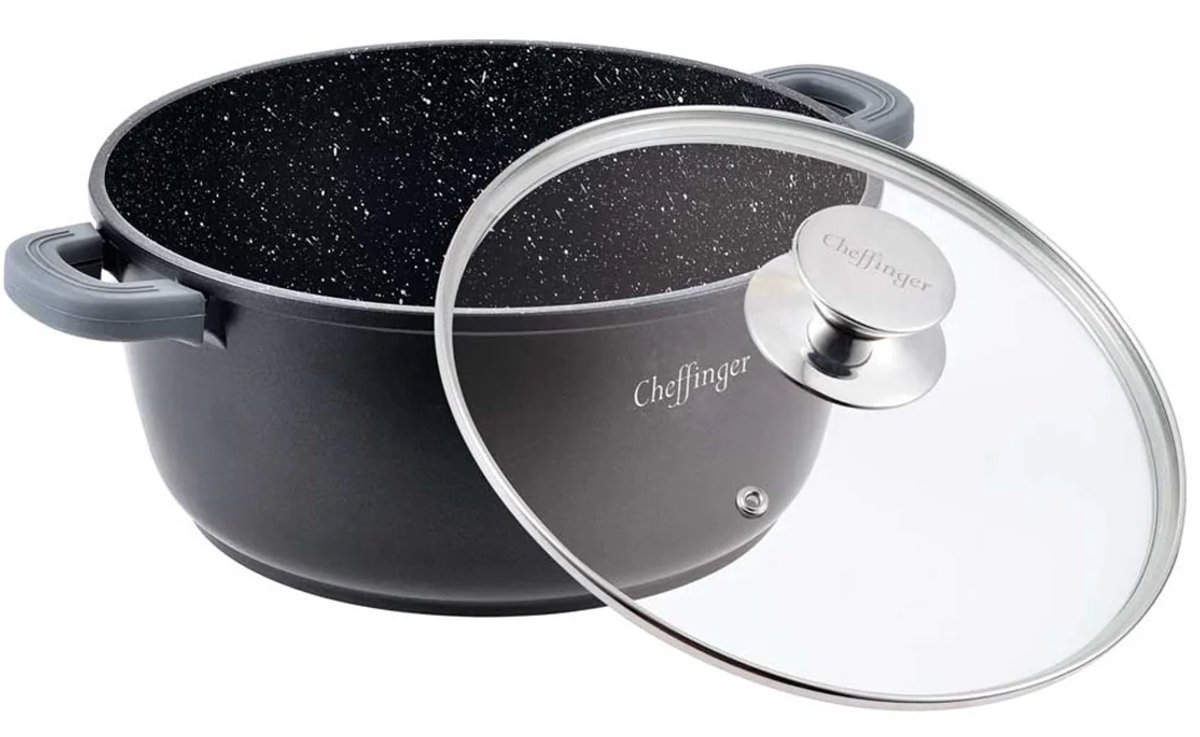 Cheffinger Braadpan met Deksel - 20cm - 2L - Zwart - Inductie van Cheffinger