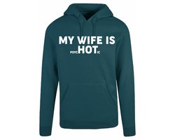 7311 - Hoodie - My wife is...-Bottle Green-M