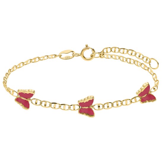 Lucardi Kinder 14 karaat armband vlinder - Armband - 14 Karaat Goud - Goud - 15 cm