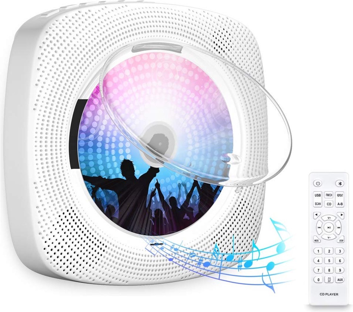 2 IN 1 Draagbare CD/DVD Speler Met HDMI - Bluetooth - USB - FM-Radio - AUX - Wand Monteerbaar - Wit