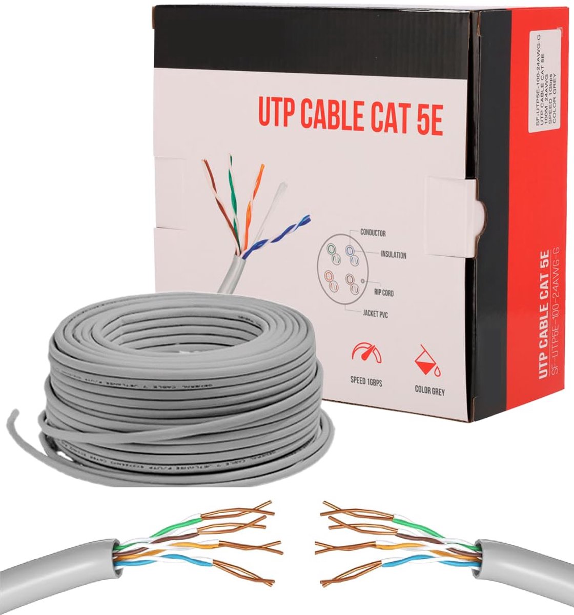 Image of 100m Cat 5E Ethernet-kabel - Hoge Snelheid Netwerkkabel voor Snelle Internetverbinding 1 Gbit/s