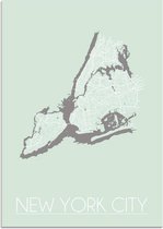 DesignClaud New York City Plattegrond poster Pastel groen A2 poster (42x59,4cm)
