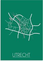 DesignClaud Plattegrond Utrecht Stadskaart poster Wanddecoratie - Groen - A2 + fotolijst zwart (42x59,4cm)