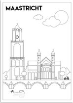 DesignClaud Maastricht - Oude brug - Sint Janskerk - Interieur poster - Zwart wit poster A3 + Fotolijst wit