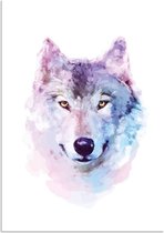 DesignClaud Wolf - Waterverf stijl - Interieur poster - Wanddecoratie - Dieren - Portret A2 poster (42x59,4cm)