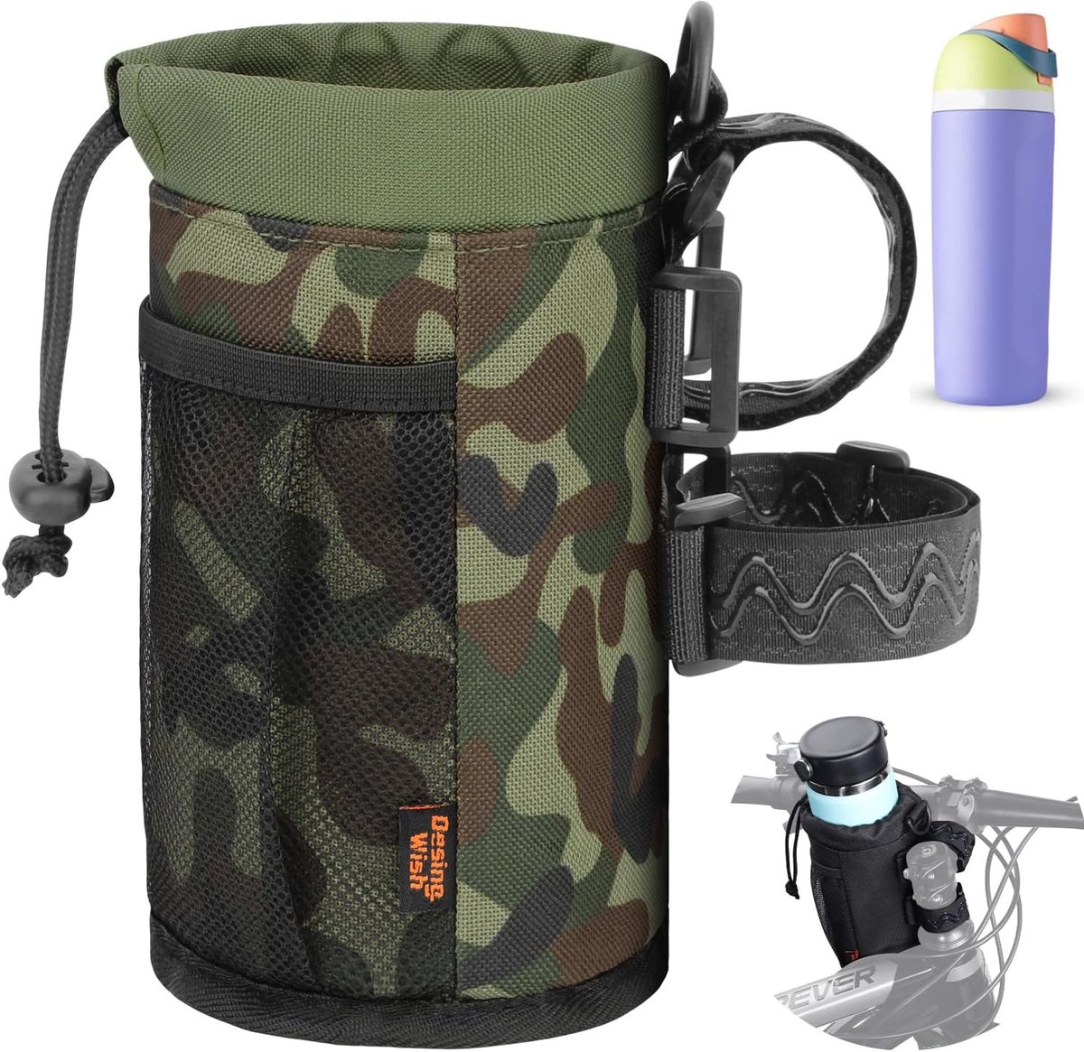 Fietsdrankhouder voor waterflessen - antislip en thermische isolatie - camouflage
