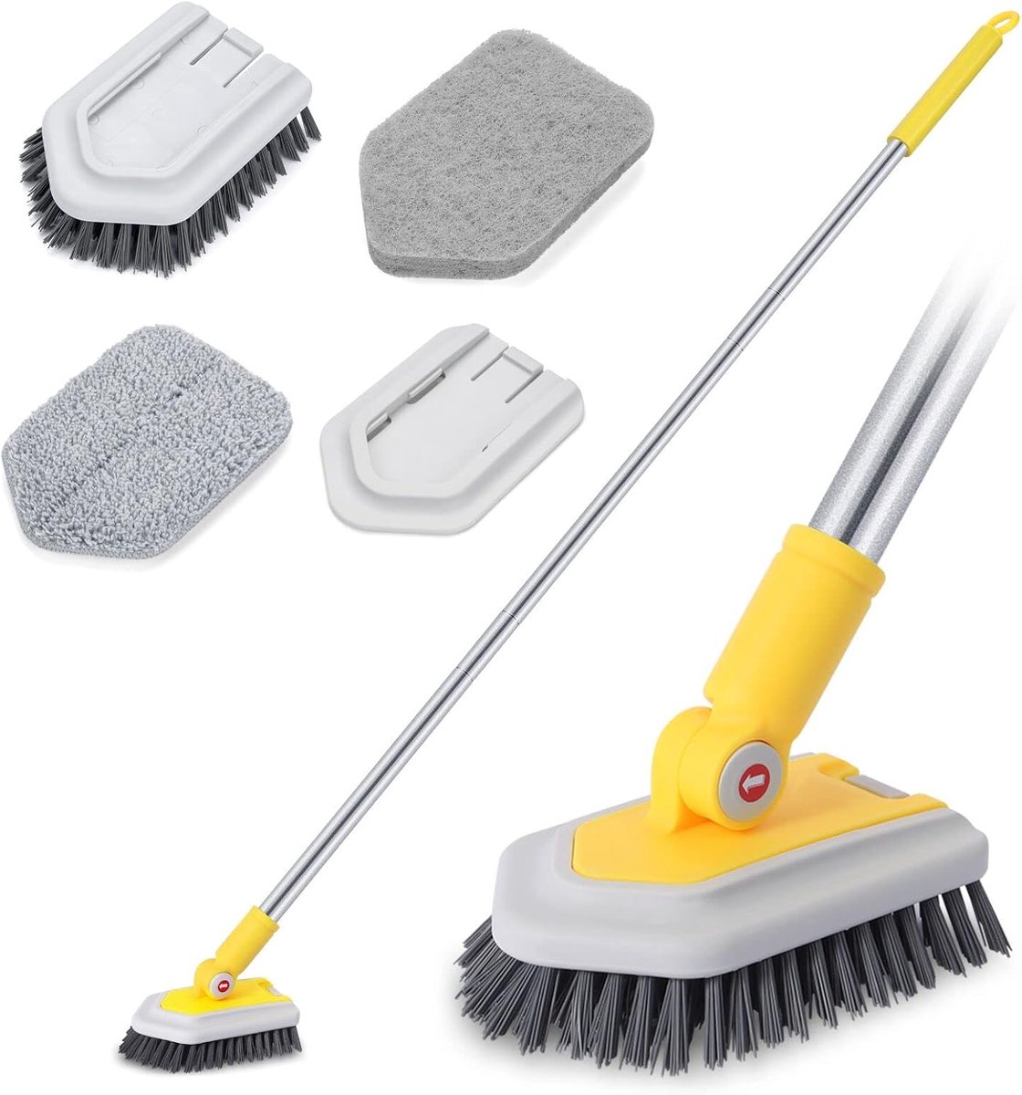 Douche Reinigingsborstel - 3 in 1 Scrubber voor Badkamer - Uitschuifbaar Handvat