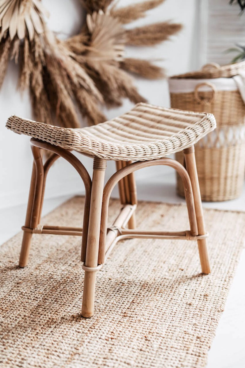 Monnarita Oriana - Rattan Kruk - Handgemaakt - Natuurlijk