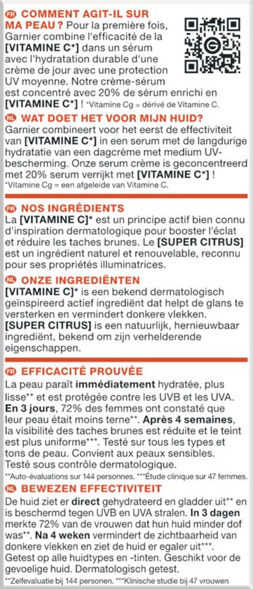 Garnier SkinActive - Glow Booster Serum Cream met Vitamine C* en SPF 25 - 2-in-1 serum & crème - Serum Vitamine C* - Hydrateert & Laat Stralen - 50ml