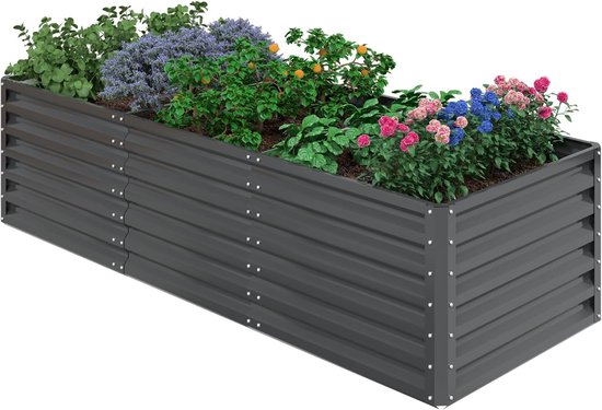 Verhoogd bloembed van cortenstaal, 100 x 100 x 45 cm, met open bodem en