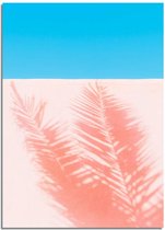 DesignClaud Palm blad schaduw op muur - Roze blauw poster A2 poster (42x59,4cm)