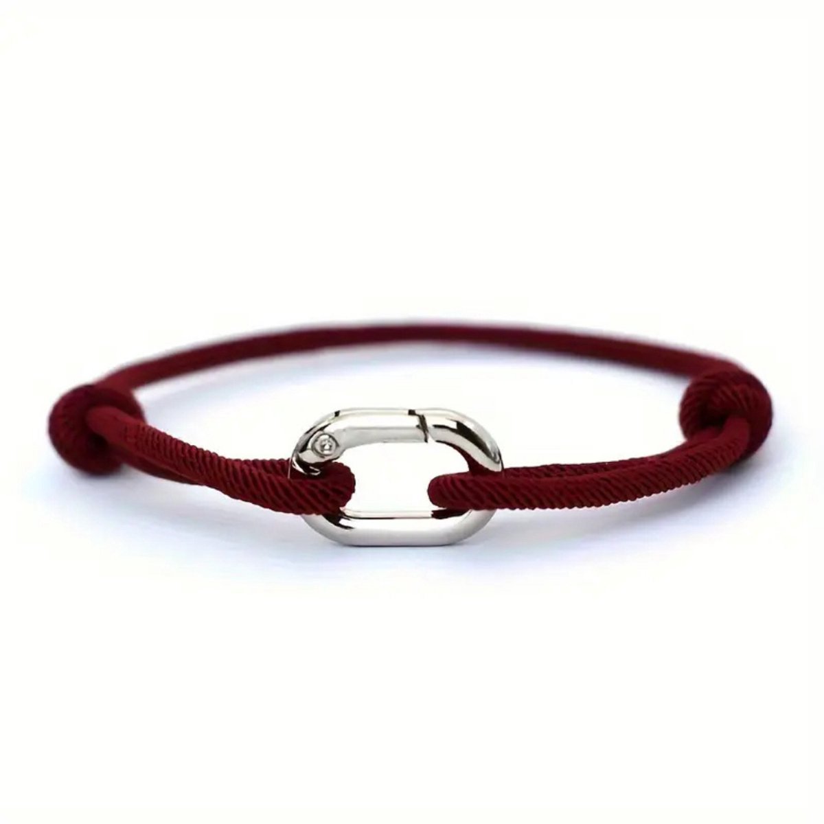 Bovista Armband - Staal - Nep Zilver - Heren - Bordeauxrood