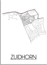 DesignClaud Zuidhorn Plattegrond poster  - A3 + Fotolijst zwart (29,7x42cm)