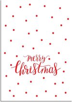 DesignClaud Merry Christmas - Kerst Poster - Tekst poster - Rood A4 + Fotolijst zwart