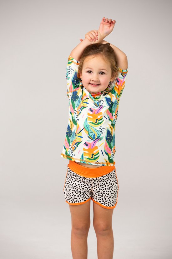 Foto: Ducksday uv zwemshirt voor kinderen uv werend upf50 rashguard met korte mouwen unisex moana tropsiche print maat 14 jaar